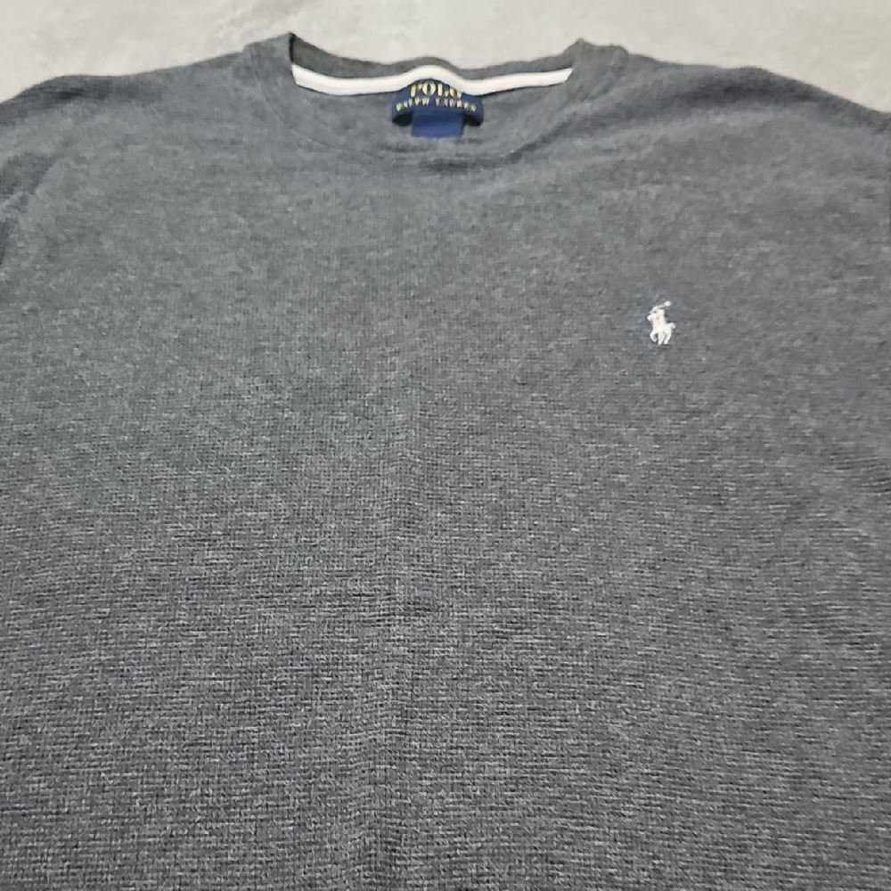 Mens Polo by Ralph Lauren Thermal-Knit Sleep Shirt Charcoal